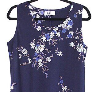 Retro 90s Los Angeles Gal Size Med/Lrg Navy Blue Floral Dress
